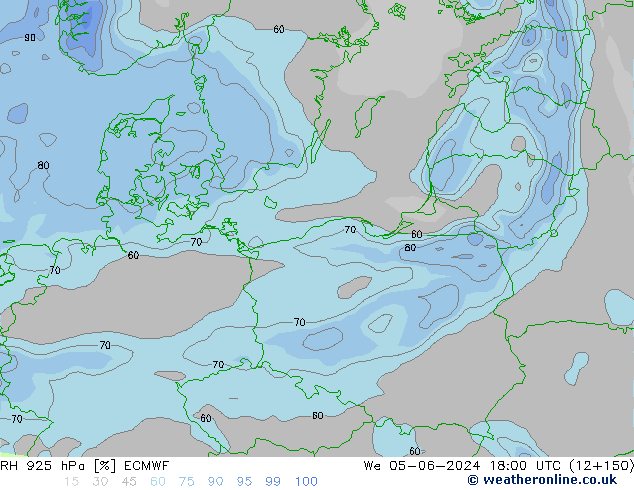 RH 925 hPa ECMWF Qua 05.06.2024 18 UTC