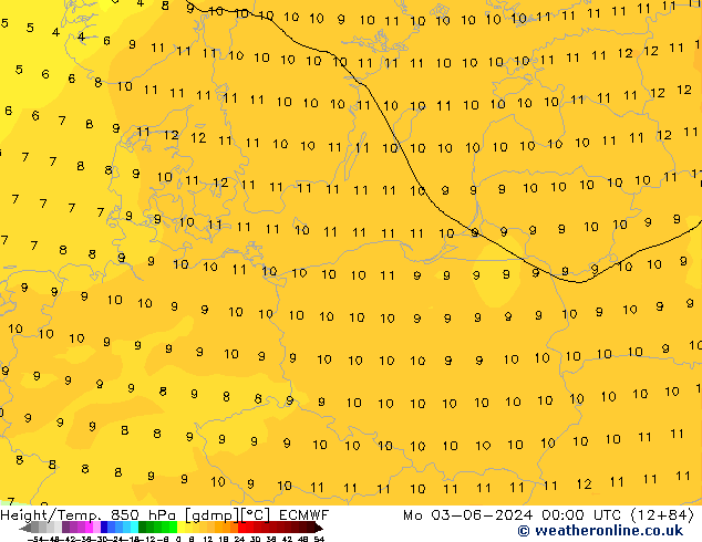 Z500/Rain (+SLP)/Z850 ECMWF Mo 03.06.2024 00 UTC