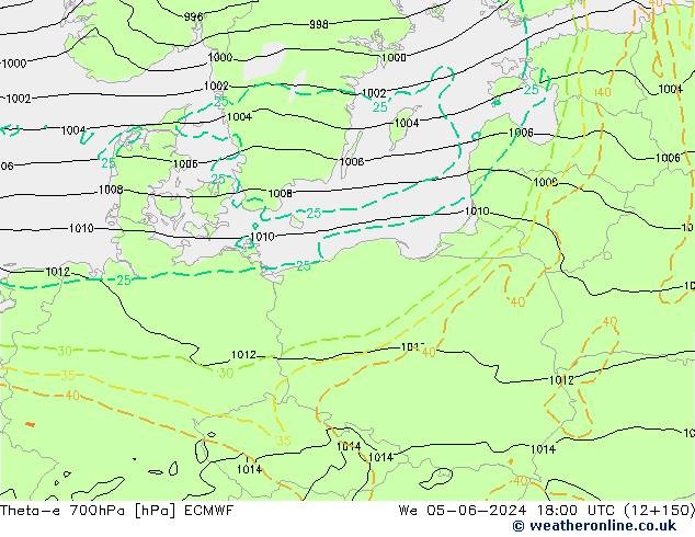 Theta-e 700hPa ECMWF Qua 05.06.2024 18 UTC