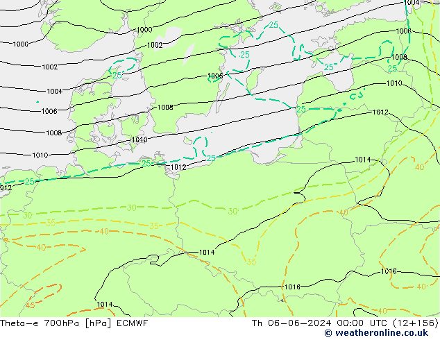 Theta-e 700hPa ECMWF Čt 06.06.2024 00 UTC