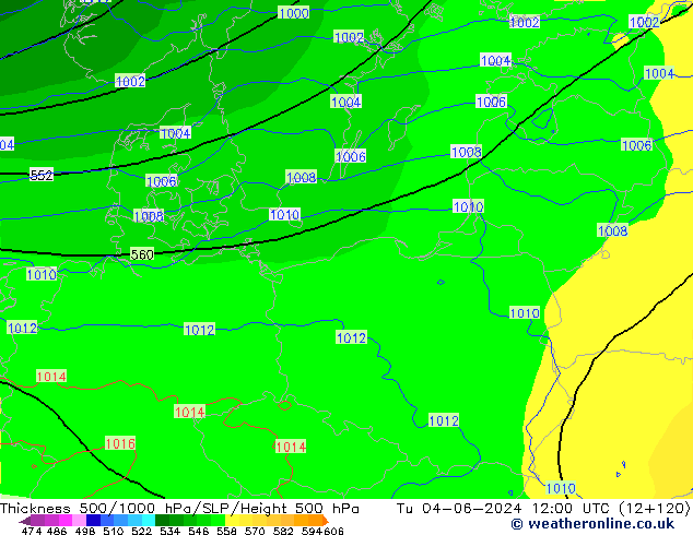 Thck 500-1000hPa ECMWF Ter 04.06.2024 12 UTC