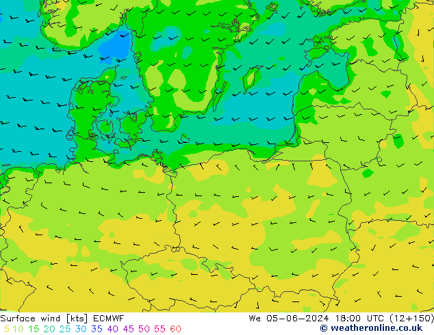 Surface wind ECMWF We 05.06.2024 18 UTC