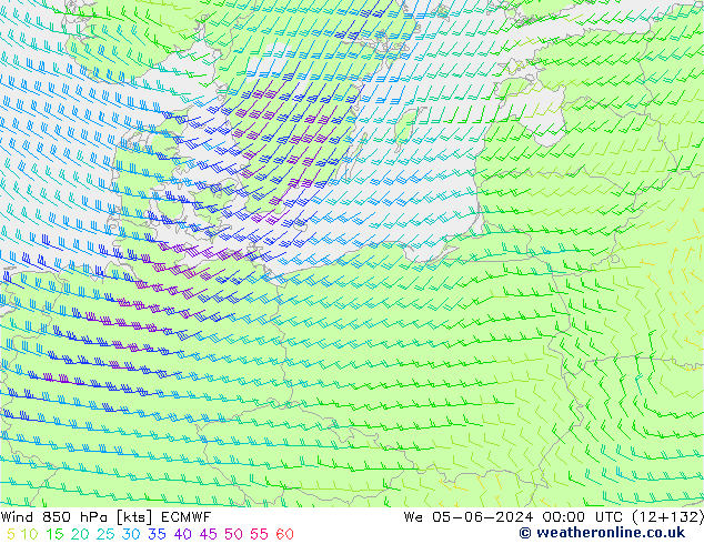 Wind 850 hPa ECMWF wo 05.06.2024 00 UTC