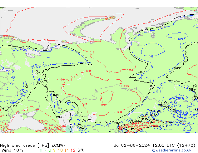 High wind areas ECMWF Su 02.06.2024 12 UTC