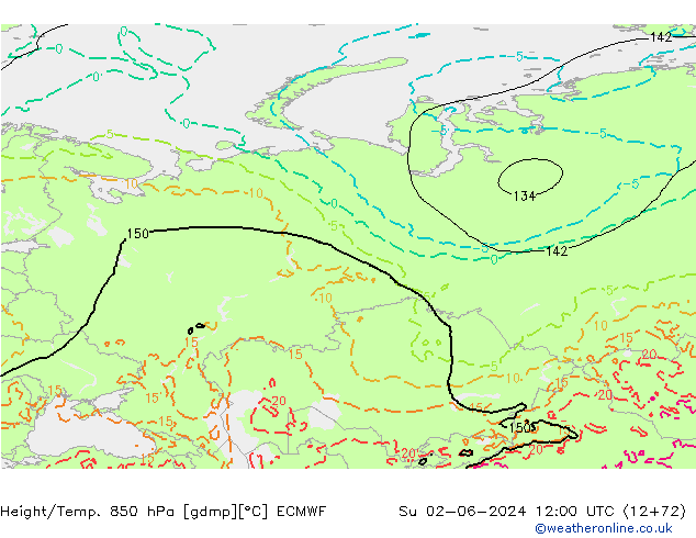 Z500/Rain (+SLP)/Z850 ECMWF Dom 02.06.2024 12 UTC