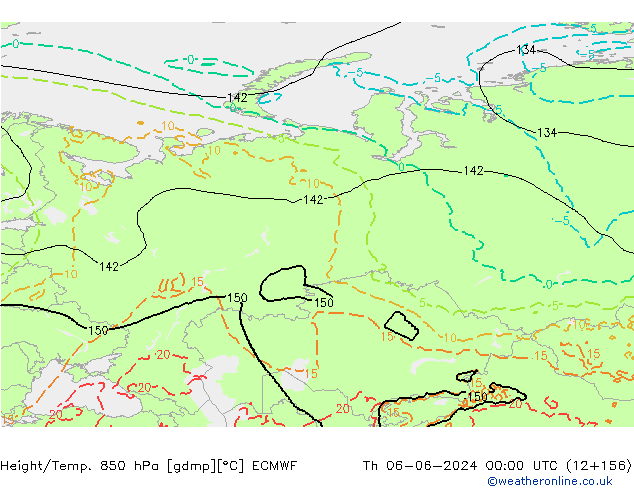 Yükseklik/Sıc. 850 hPa ECMWF Per 06.06.2024 00 UTC