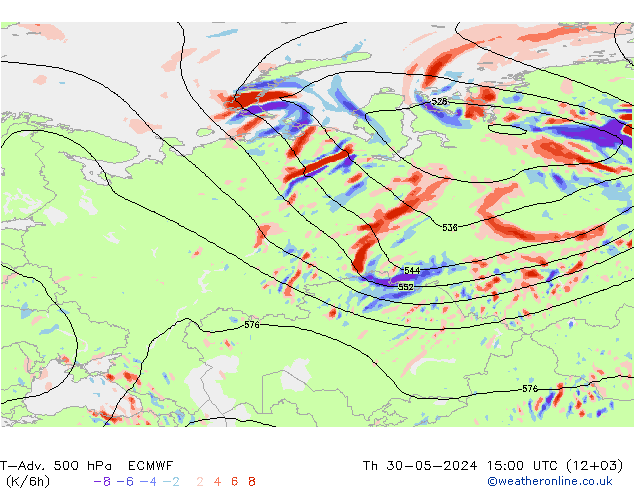 T-Adv. 500 hPa ECMWF do 30.05.2024 15 UTC