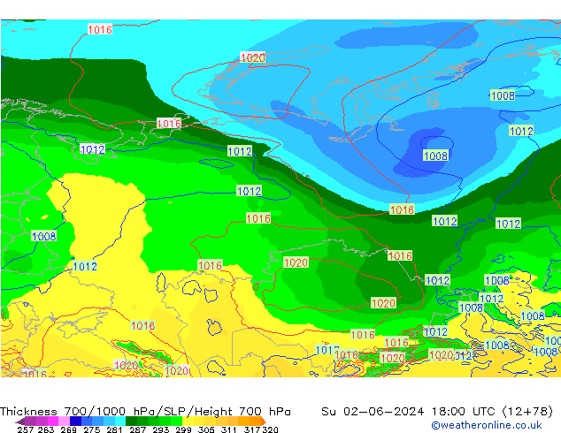 Dikte700-1000 hPa ECMWF zo 02.06.2024 18 UTC