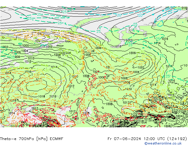 Theta-e 700hPa ECMWF Cu 07.06.2024 12 UTC