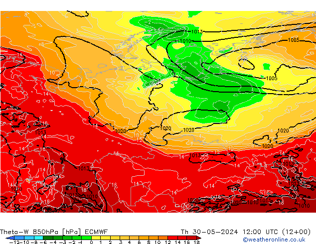 Theta-W 850hPa ECMWF Th 30.05.2024 12 UTC