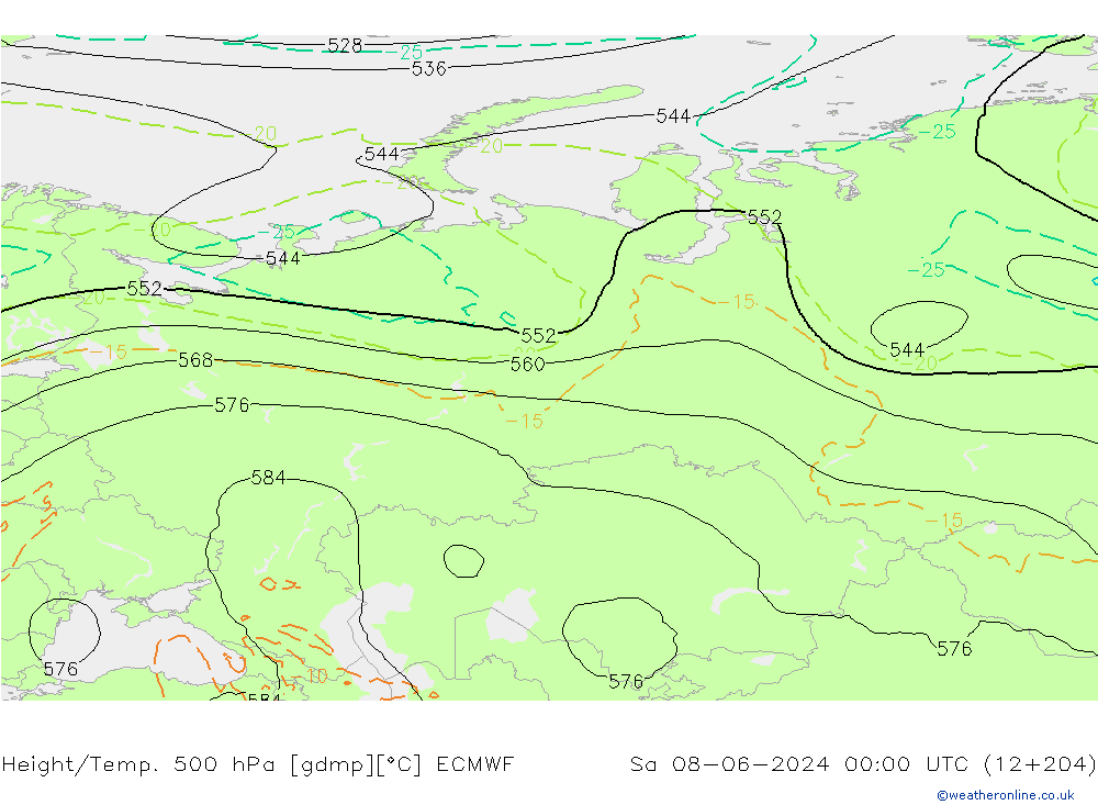 Z500/Rain (+SLP)/Z850 ECMWF  08.06.2024 00 UTC