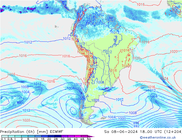 Z500/Rain (+SLP)/Z850 ECMWF Sa 08.06.2024 00 UTC