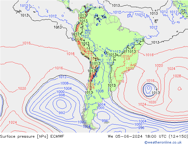 Atmosférický tlak ECMWF St 05.06.2024 18 UTC