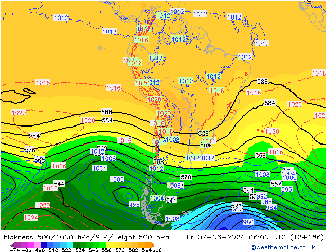 Schichtdicke 500-1000 hPa ECMWF Fr 07.06.2024 06 UTC