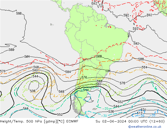 Z500/Regen(+SLP)/Z850 ECMWF zo 02.06.2024 00 UTC