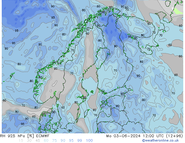 RH 925 hPa ECMWF lun 03.06.2024 12 UTC