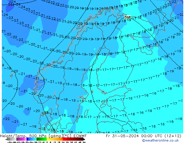 Z500/Rain (+SLP)/Z850 ECMWF vie 31.05.2024 00 UTC