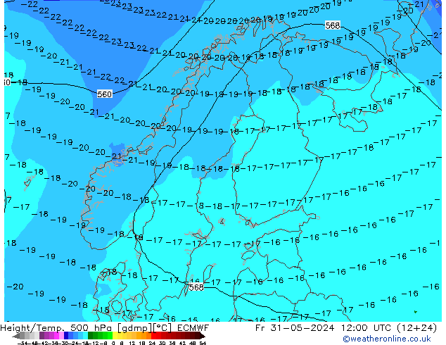 Z500/Rain (+SLP)/Z850 ECMWF Fr 31.05.2024 12 UTC