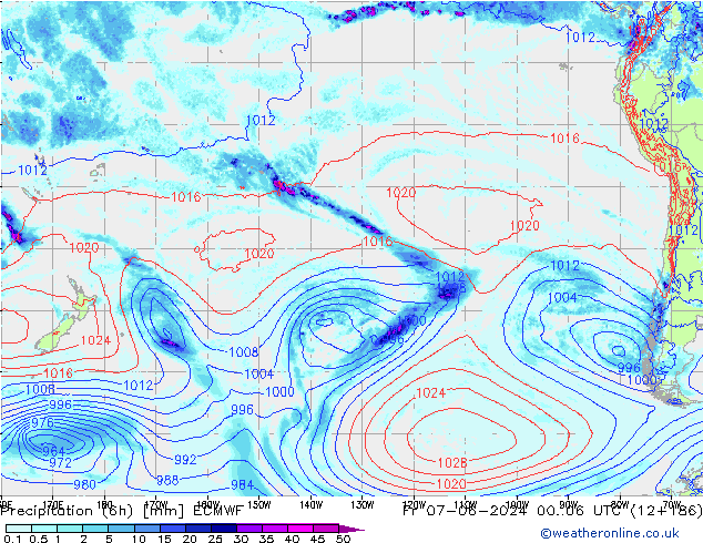 Precipitation (6h) ECMWF Fr 07.06.2024 06 UTC