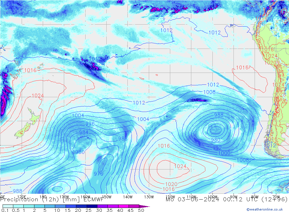 Precipitação (12h) ECMWF Seg 03.06.2024 12 UTC