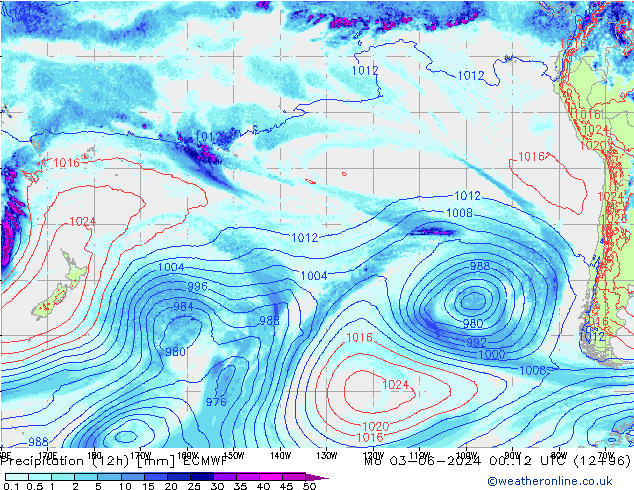 Precipitação (12h) ECMWF Seg 03.06.2024 12 UTC