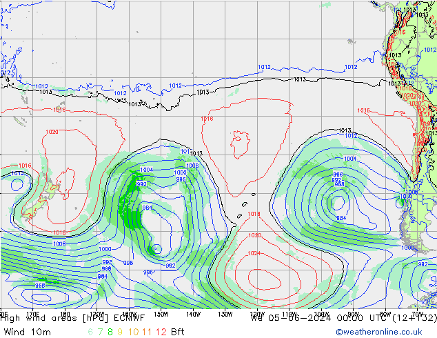 High wind areas ECMWF Qua 05.06.2024 00 UTC