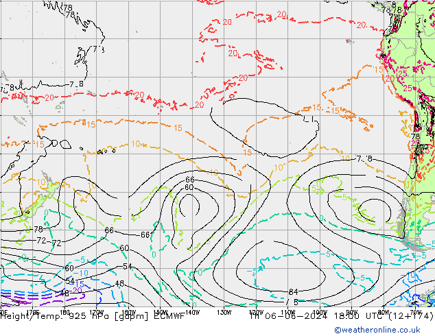 Yükseklik/Sıc. 925 hPa ECMWF Per 06.06.2024 18 UTC