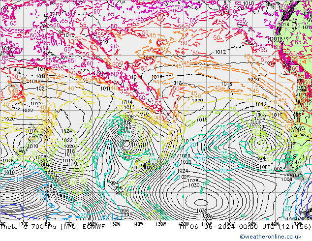 Theta-e 700гПа ECMWF чт 06.06.2024 00 UTC