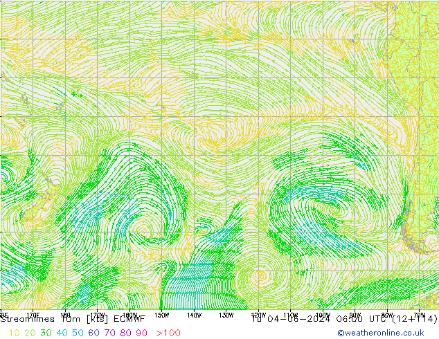 Linia prądu 10m ECMWF wto. 04.06.2024 06 UTC