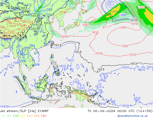 Jet stream/SLP ECMWF Čt 06.06.2024 00 UTC