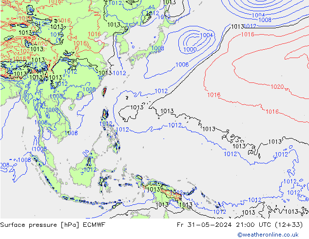 приземное давление ECMWF пт 31.05.2024 21 UTC