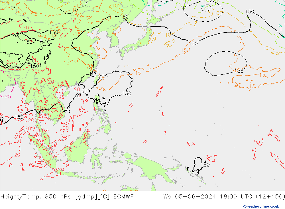 Z500/Rain (+SLP)/Z850 ECMWF We 05.06.2024 18 UTC