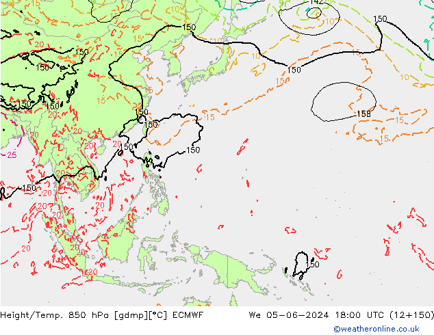 Yükseklik/Sıc. 850 hPa ECMWF Çar 05.06.2024 18 UTC