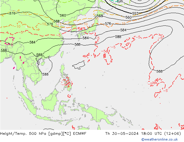 Z500/Rain (+SLP)/Z850 ECMWF  30.05.2024 18 UTC