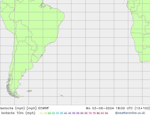 Eşrüzgar Hızları mph ECMWF Pzt 03.06.2024 18 UTC