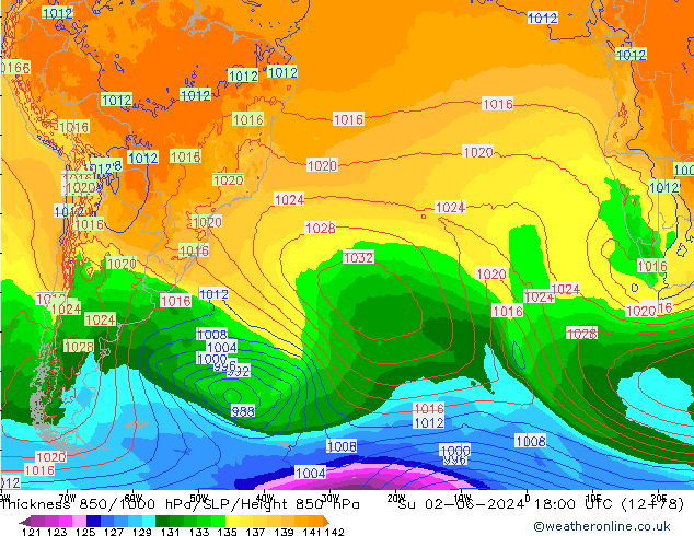 Thck 850-1000 hPa ECMWF Su 02.06.2024 18 UTC