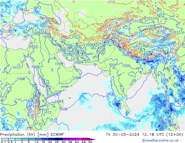 Z500/Rain (+SLP)/Z850 ECMWF Qui 30.05.2024 18 UTC