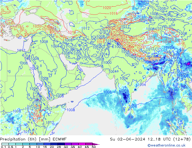 Precipitación (6h) ECMWF dom 02.06.2024 18 UTC