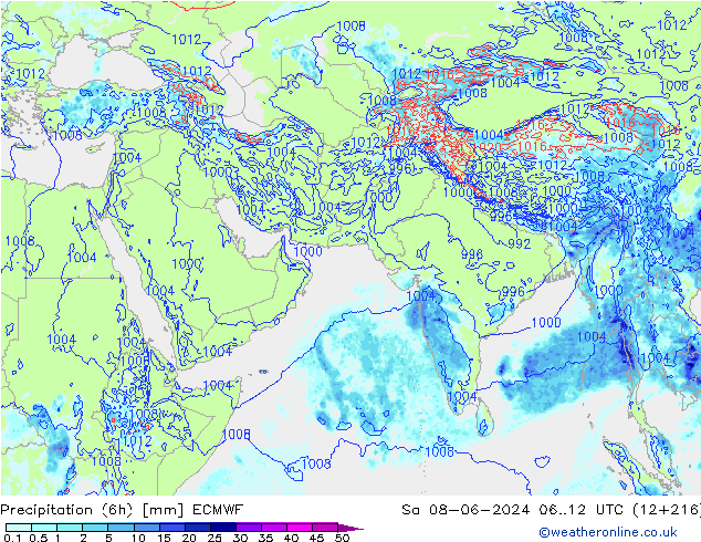 Z500/Rain (+SLP)/Z850 ECMWF Sa 08.06.2024 12 UTC