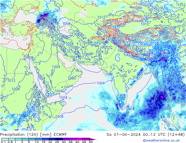 Precipitación (12h) ECMWF sáb 01.06.2024 12 UTC
