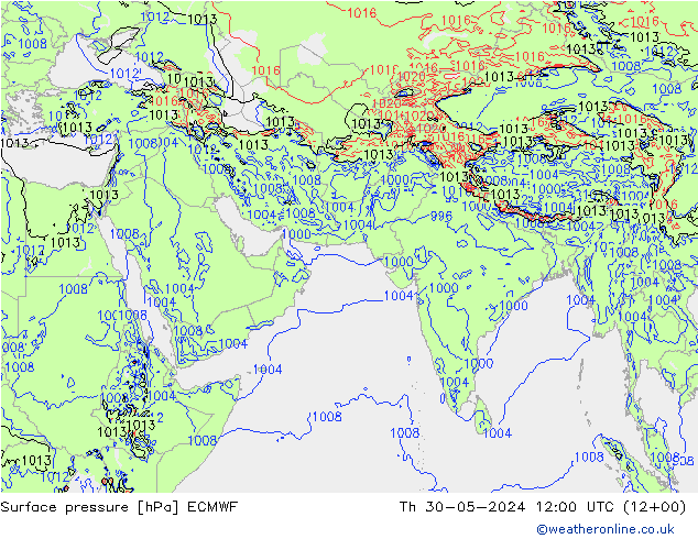 ciśnienie ECMWF czw. 30.05.2024 12 UTC