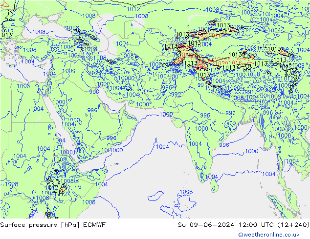 Bodendruck ECMWF So 09.06.2024 12 UTC