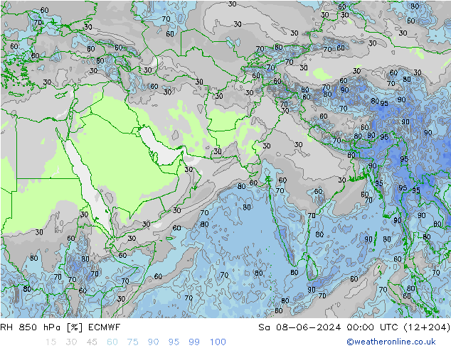 850 hPa Nispi Nem ECMWF Cts 08.06.2024 00 UTC