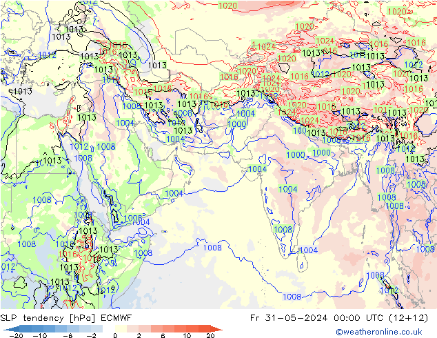 Drucktendenz ECMWF Fr 31.05.2024 00 UTC