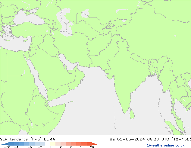 Tendance de pression  ECMWF mer 05.06.2024 06 UTC