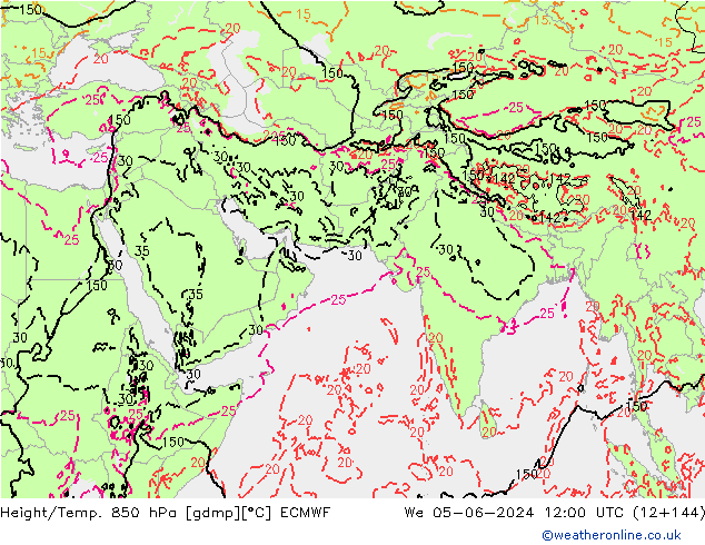 Z500/Yağmur (+YB)/Z850 ECMWF Çar 05.06.2024 12 UTC