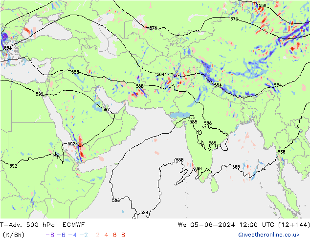 T-Adv. 500 hPa ECMWF mer 05.06.2024 12 UTC