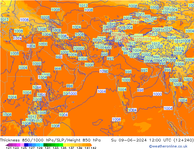 Thck 850-1000 hPa ECMWF Dom 09.06.2024 12 UTC