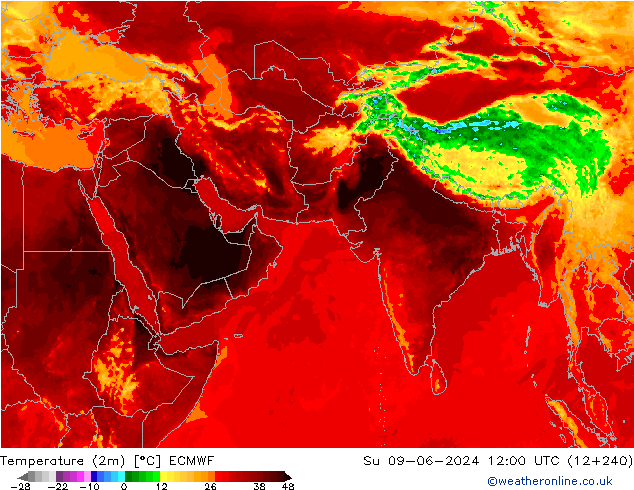 Temperature (2m) ECMWF Ne 09.06.2024 12 UTC