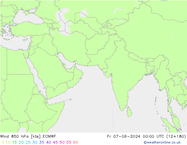 wiatr 850 hPa ECMWF pt. 07.06.2024 00 UTC